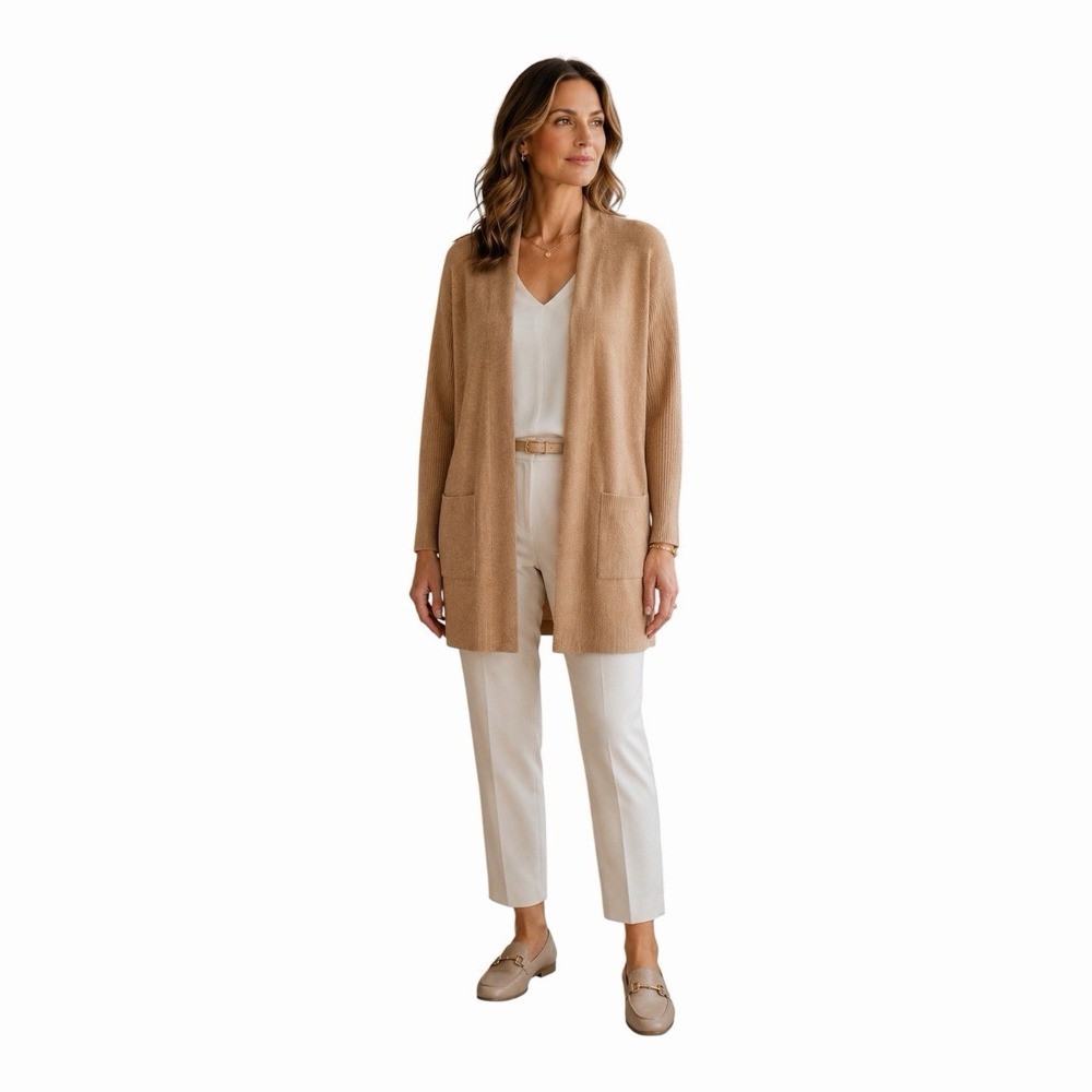 Chico's Camel Cashmere Blend Open Front Duster Cardigan XL